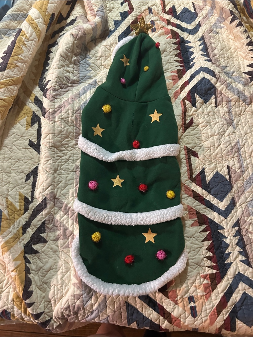 Festive Green Christmas Tree Pet Hoodie